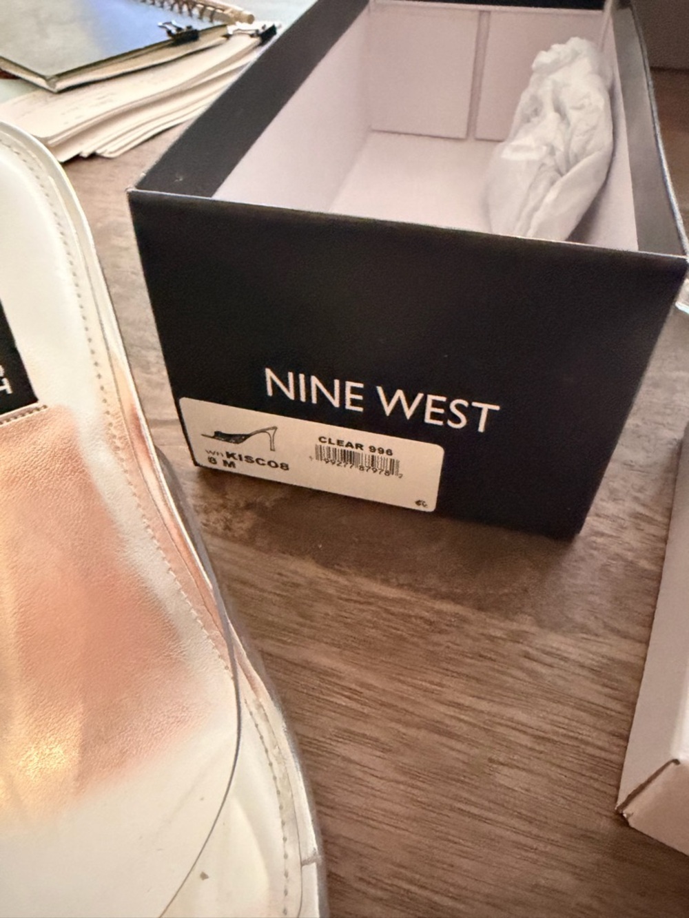 Nine West Kisco Mule Sandals Clear Lucite Silver Mule Heels NWT IN BOX SZ 8 - Picture 7 of 10